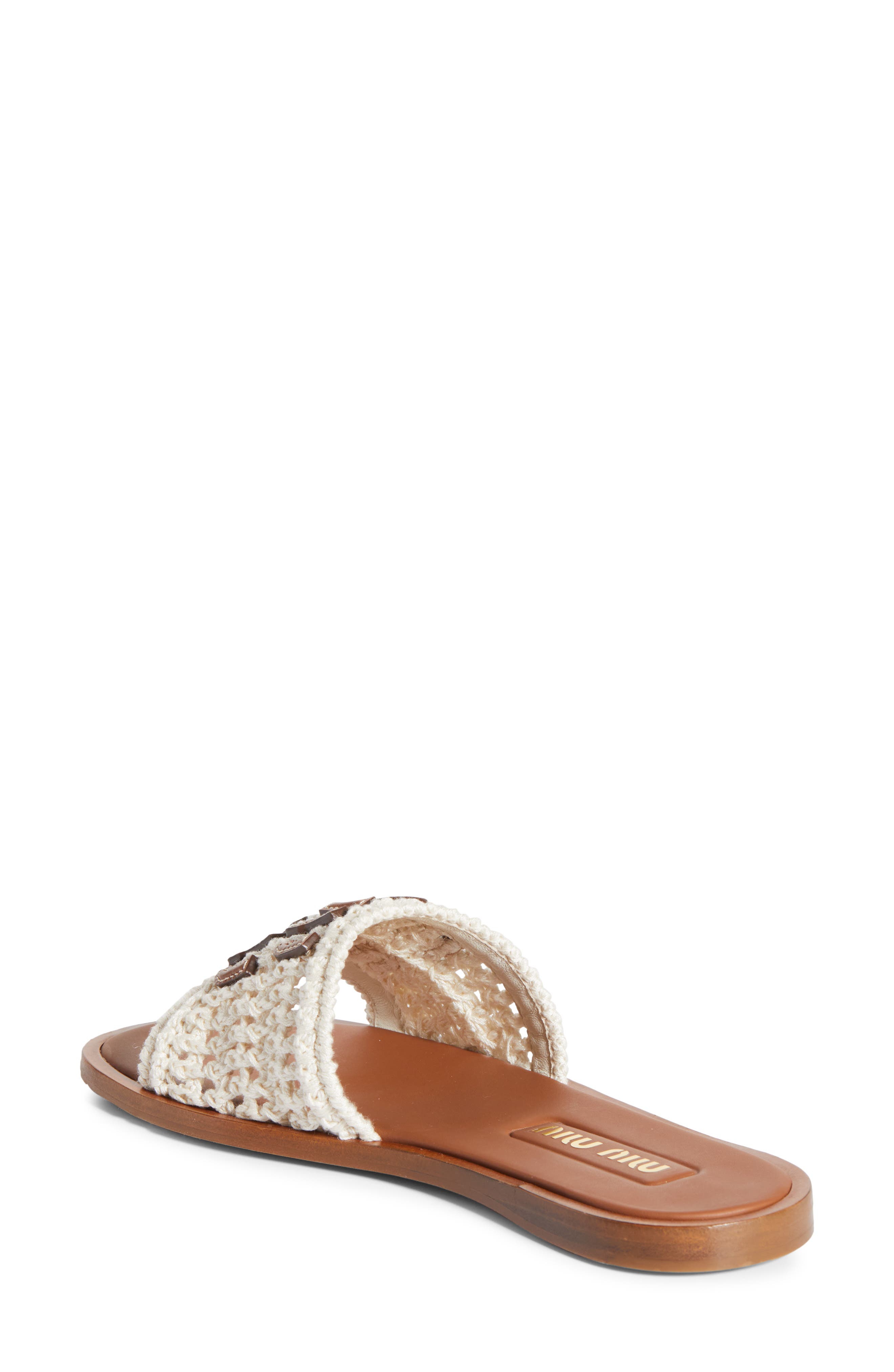 Miu Miu Crochet Slide Sandal, Alternate, color, Off White