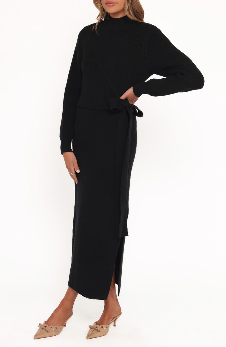 Petal & Pup Aerin Long Sleeve Knit Dress, Alternate, color, Black