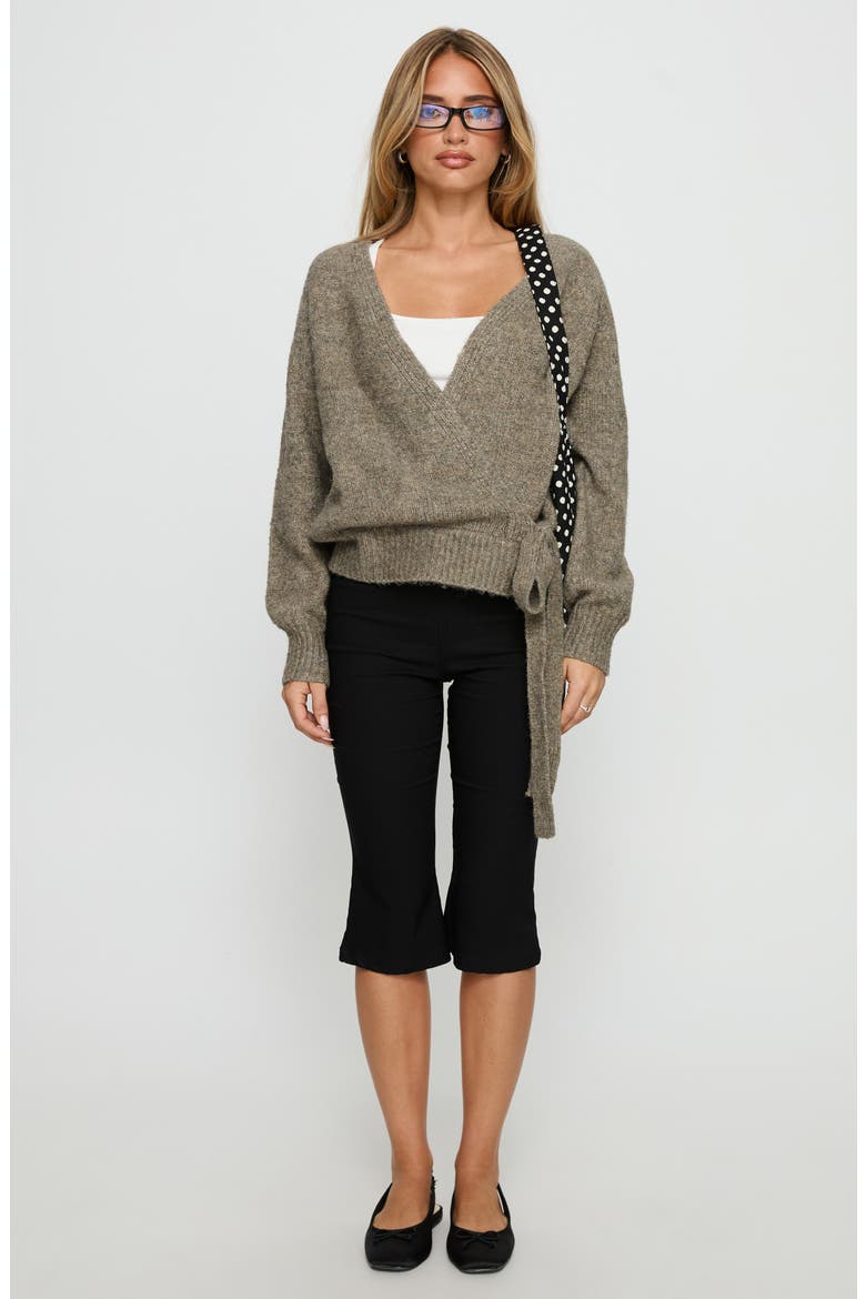 Daelan Wrap Cardigan, Alternate, color, BROWN