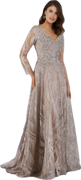 LARA New York Long Sleeves Beaded Ballgown