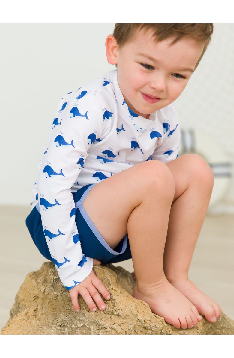 RuggedButts Boys UPF50+ Sun Protected Long Sleeve Rash Guard, Alternate, color, Whale Friends