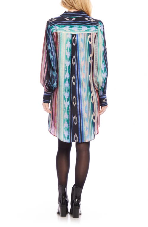 Karen Kane Printed Long Sleeve Shirtdress In Multi