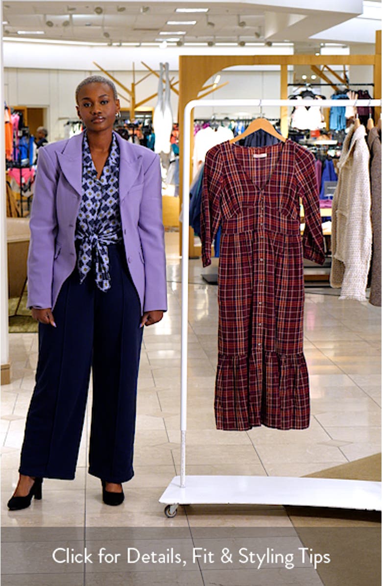 Maeve Plaid Tiered Midi Shirtdress, sales video thumbnail