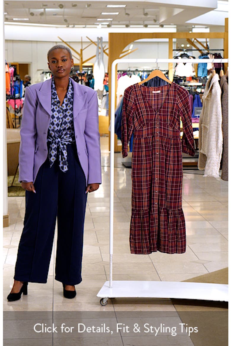 Maeve Plaid Tiered Midi Shirtdress video