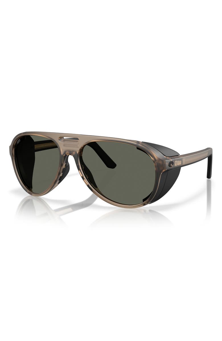 Costa Del Mar Grand Catalina 59mm Polarized Aviator Sunglasses, Alternate, color, Matte Brown Smoke / Gray 580G