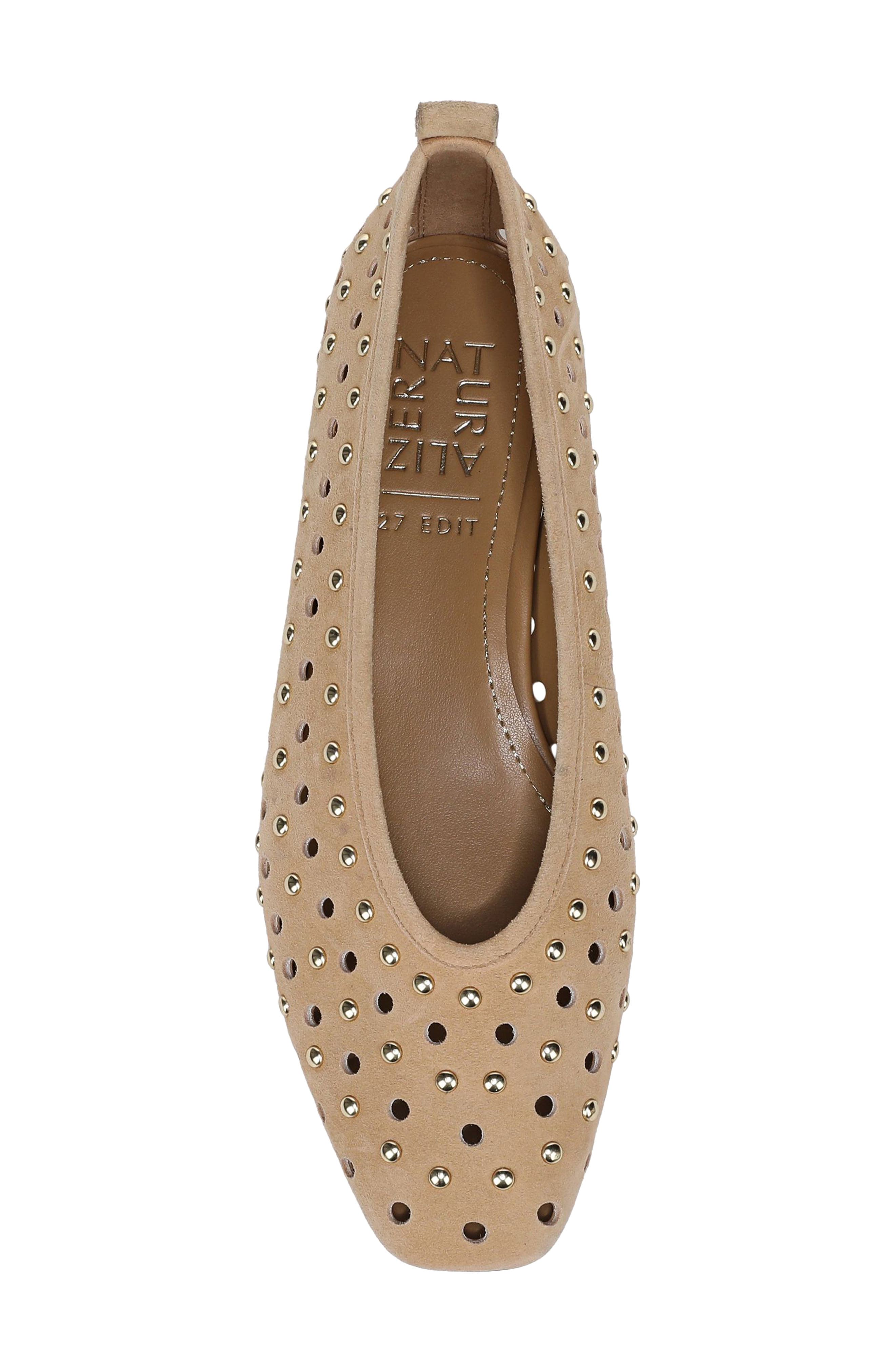 27 EDIT Naturalizer Carla Perforated Studded Flat, Alternate, color, Dune Dust
