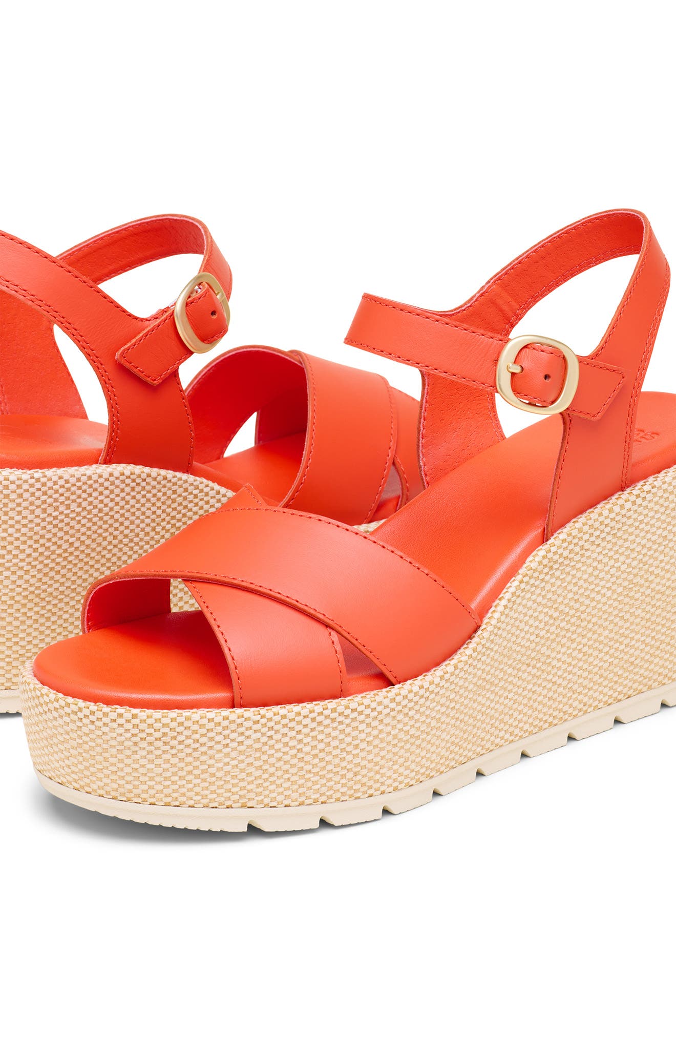 Sunpeak Ankle Strap Platform Wedge Sandal, Alternate, color, CRIMSON FIRE/ CHALK