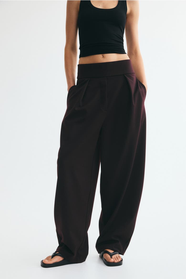 Pleated Barrel-leg Pants, Alternate, color, Burgundy