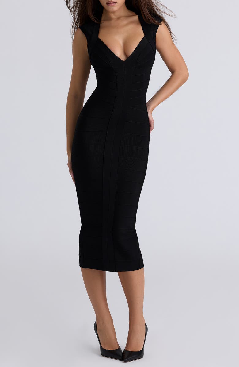 HOUSE OF CB The Icon Bandage Midi Dress, Main, color, Black