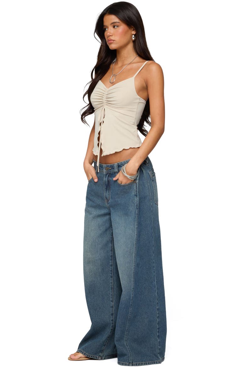Landon Drawstring Split Front Camisole, Alternate, color, STONE
