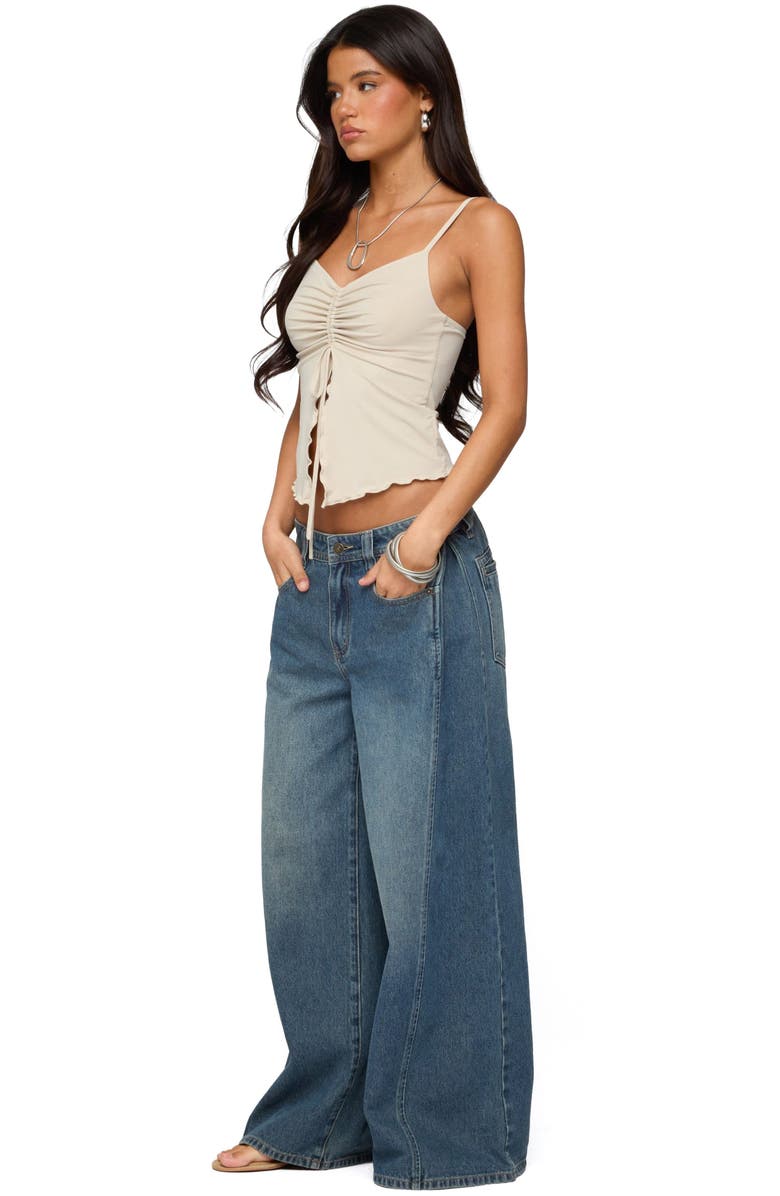 EDIKTED Landon Drawstring Split Front Camisole, Alternate, color, Stone