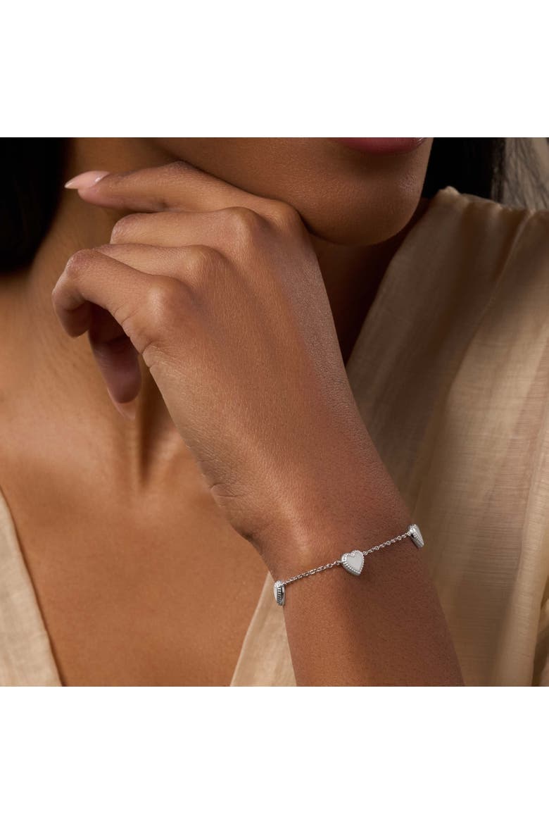 Mother of Pearl Heart Charm Women's Bracelet in Sterling Silver - Joyful Connections, Alternate, color, Silver/white