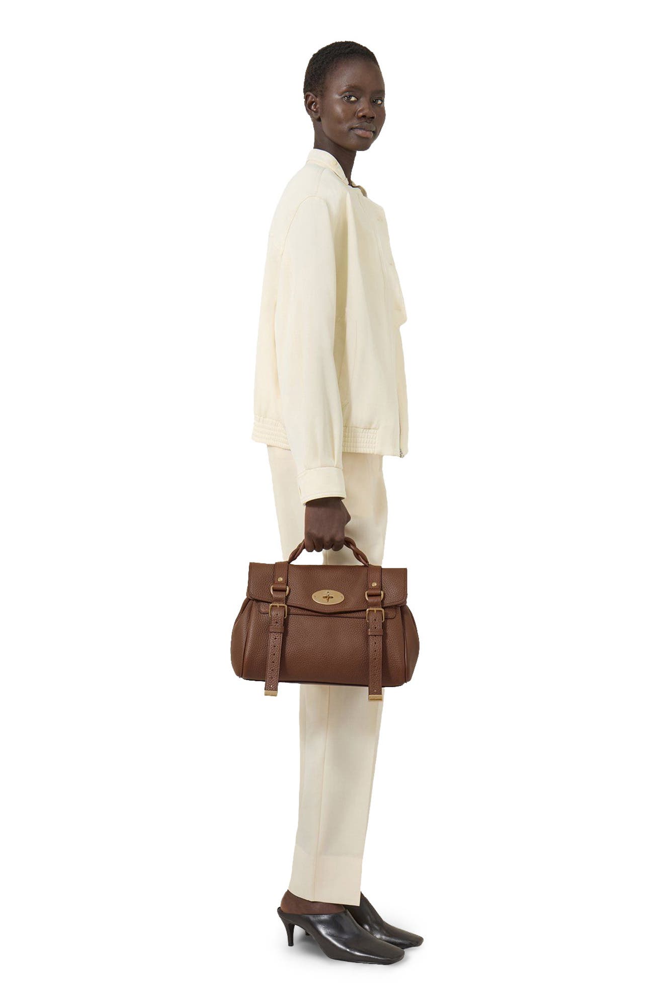 Mulberry Alexa Leather Satchel, Alternate, color, Bright Oak