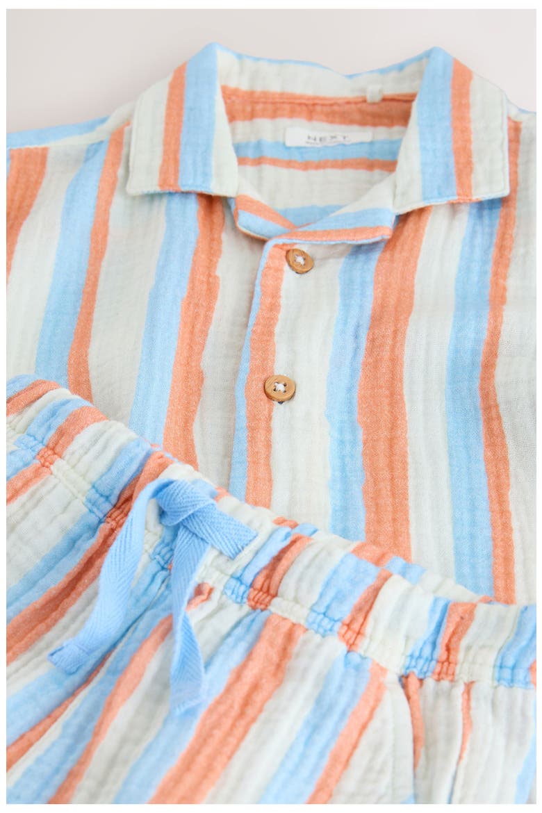 Kids' Short Sleeve Button-Up Shirt & Shorts Set, Alternate, color, BLUE STRIPE