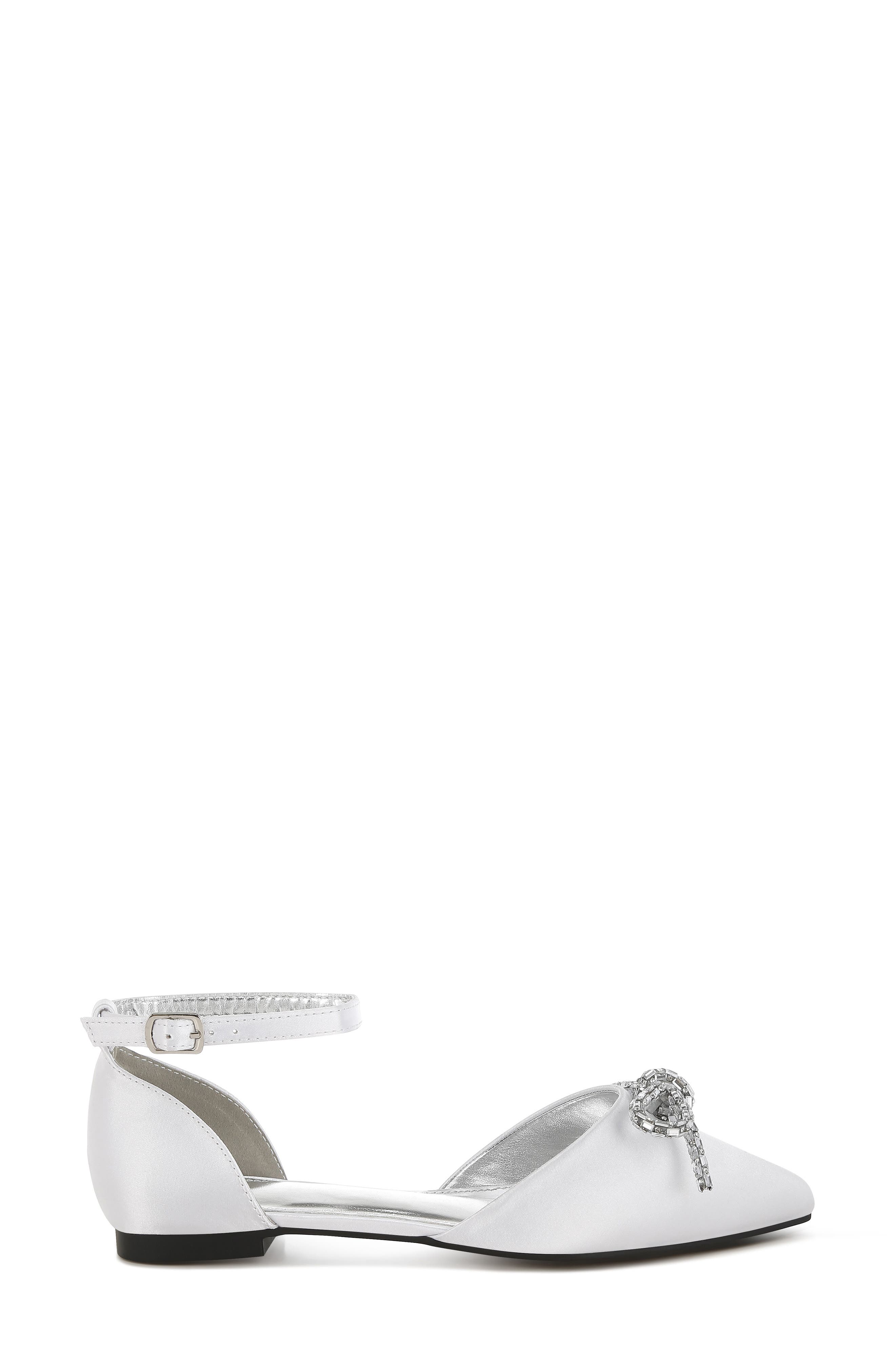 Rag & Co Simina Embellished Ankle Tie Flat, Alternate, color, White