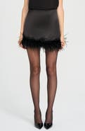 WAYF x Rose Lola Studio Faux Feather Trim Miniskirt