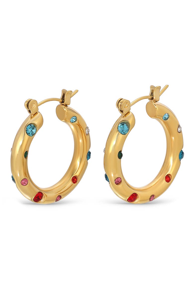 Britt Cubic Zirconia Loop Earrings, Main, color, GOLD