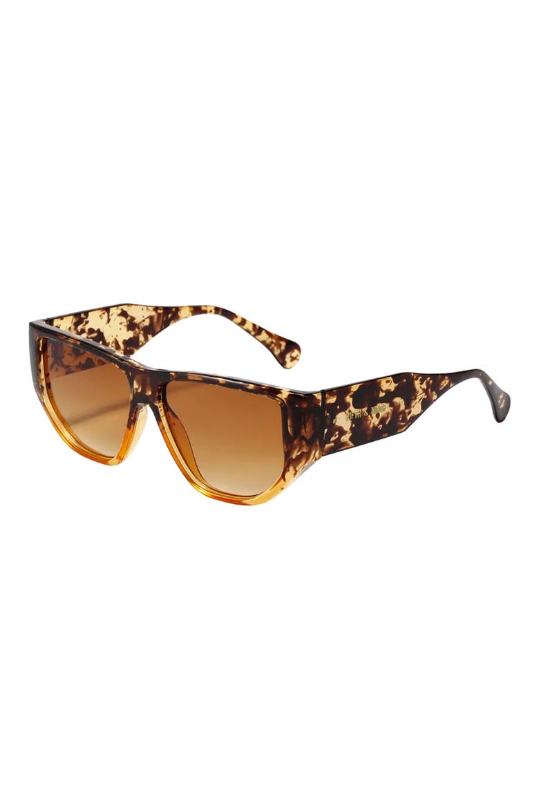 Ash 56mm Polarized Geometric Sunglasses, Alternate, color, TORTE/ BROWN