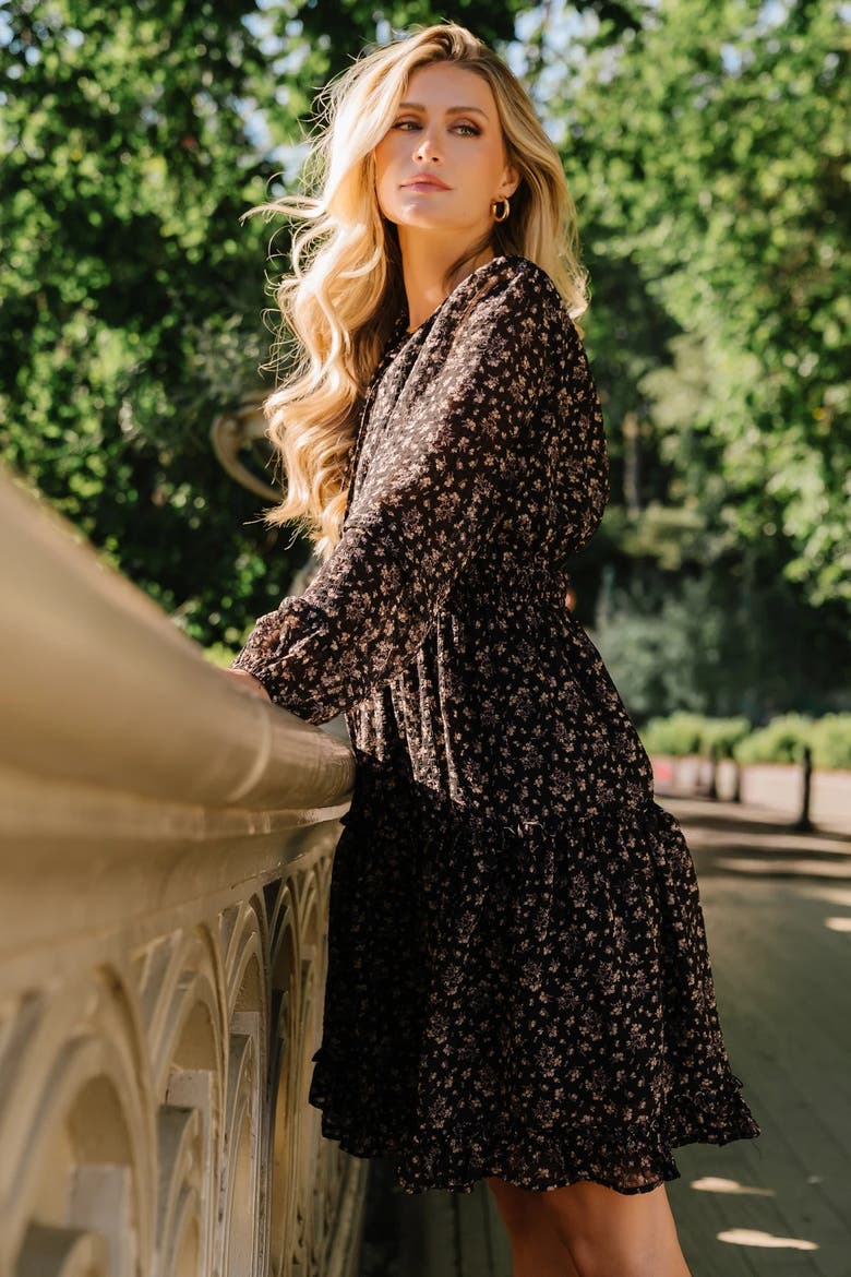 Fairfield Short Dress, Alternate, color, Black Floral