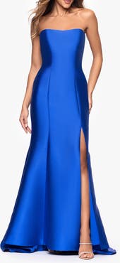 Betsy & Adam Strapless Mikado Mermaid Gown