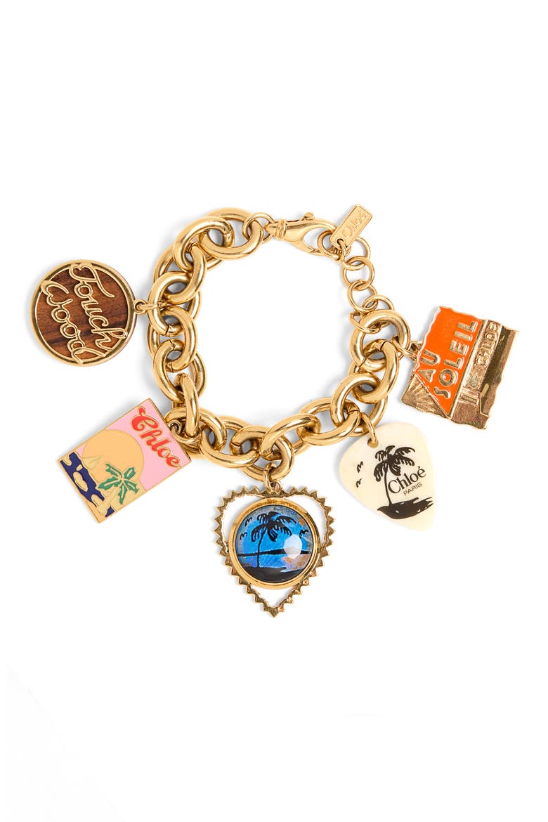 Postcards Charm Bracelet, Main, color, GOLD