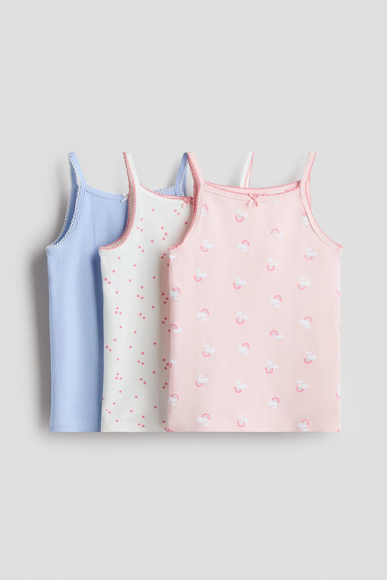 3-pack Cotton Strappy Tops, Main, color, Light pink/patterned