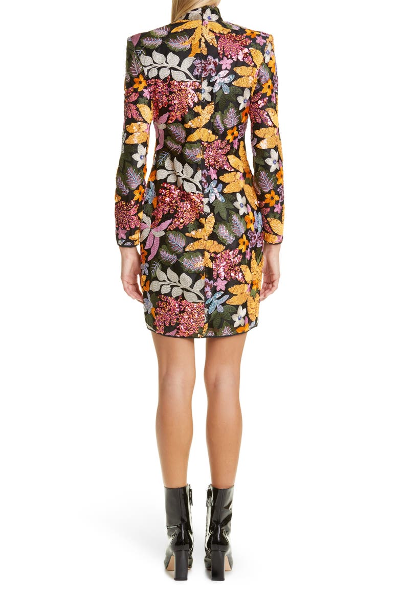 Sequin Embroidered Long Sleeve Minidress, Alternate, color, BOTANIC SEQUIN