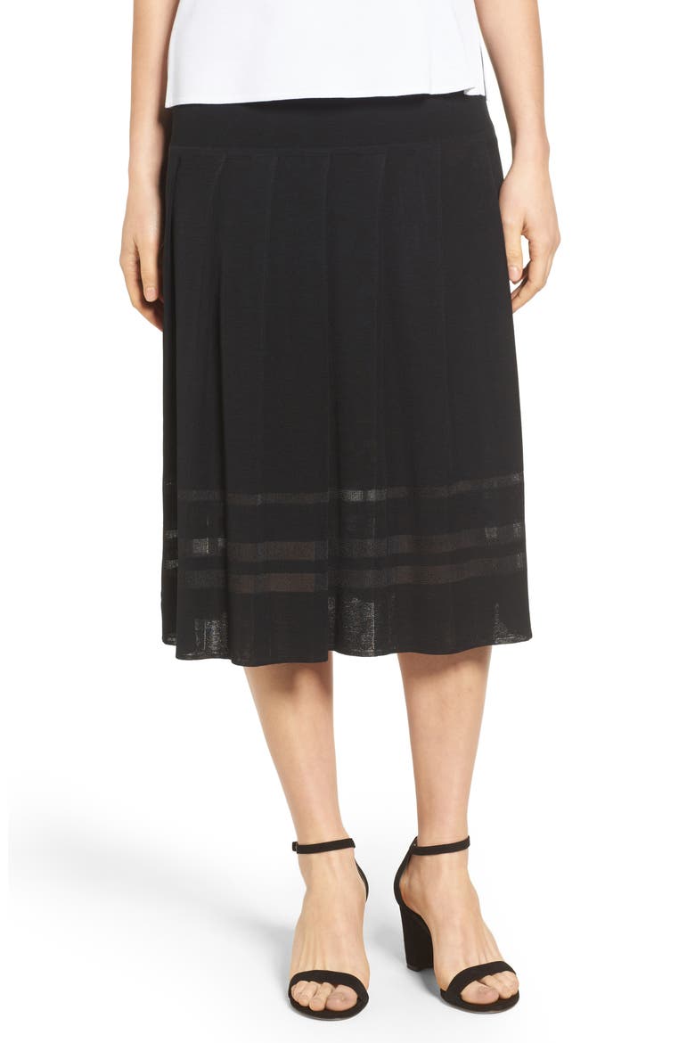 Pleated Midi Skirt, Main, color, BLACK