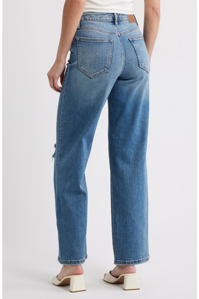High Waist Distressed Wide Leg Dad Jeans, Alternate, color, MED.WASH
