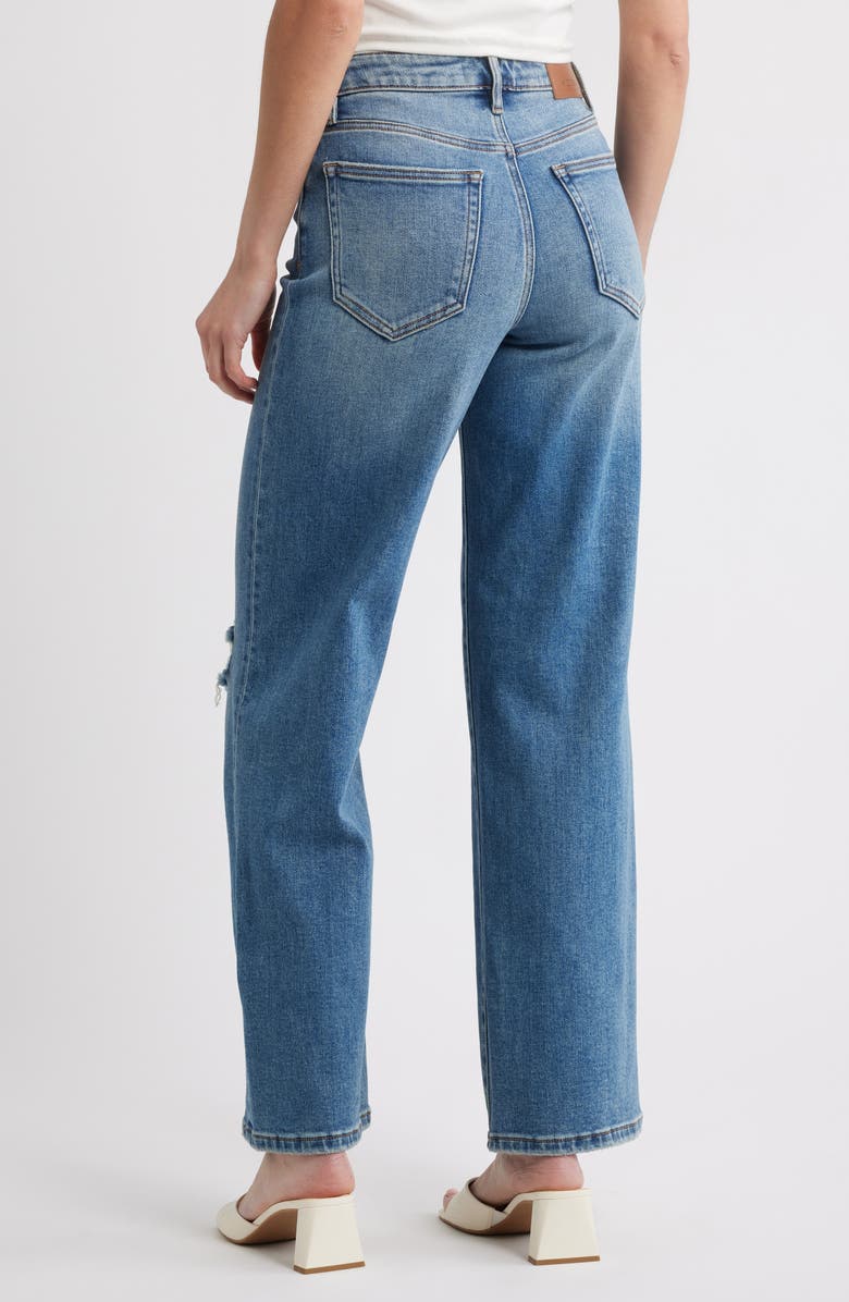 HIDDEN JEANS High Waist Distressed Wide Leg Dad Jeans, Alternate, color, Med.wash