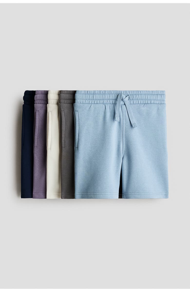 H&M 5-pack Knee-length Sweatshorts, Main, color, Light Blue/Purple
