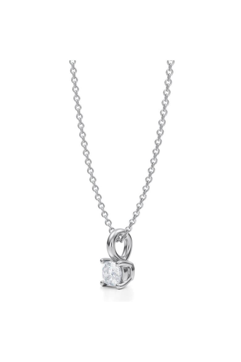 Cushion Solitaire Lab Diamond Pendant Necklace 14K 0.33ct, Alternate, color, White Gold
