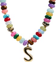 BaubleBar Semi Precious Bubble Initial Pendant Necklace