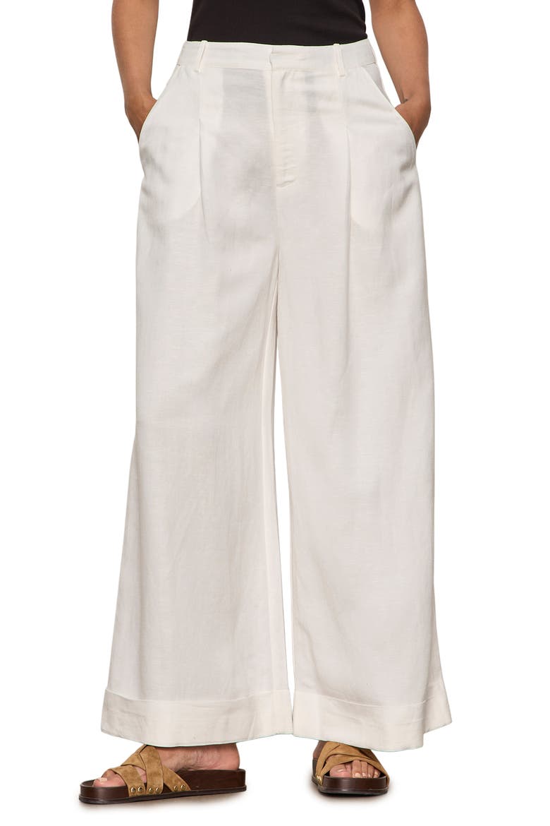 Terrace Linen Blend Wide Leg Pants, Alternate, color, CHALK WHITE