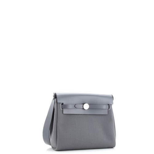 Pre-owned Hermes Hermes Herbag Zip Toile And Leather 20 In Gray