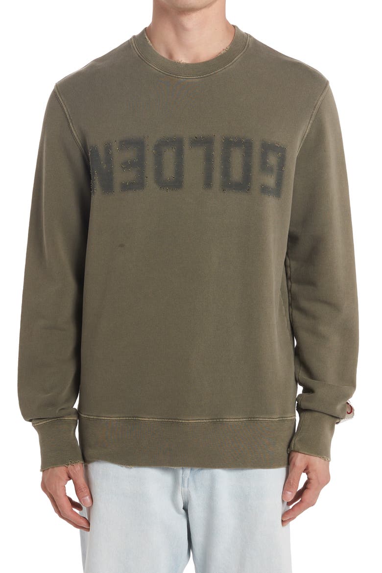 Distressed Logo Graphic Sweatshirt, Main, color, DUSTY OLIVE