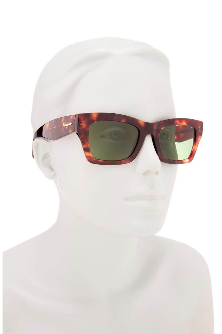 Salvatore Ferragamo 51mm Rectangle Sunglasses, Alternate, color, TORTOISE