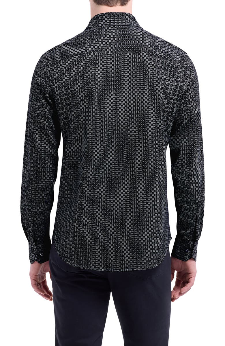 Bugatchi James OoohCotton<sup>®</sup> Geo Print Button-Up Shirt, Alternate, color, Black