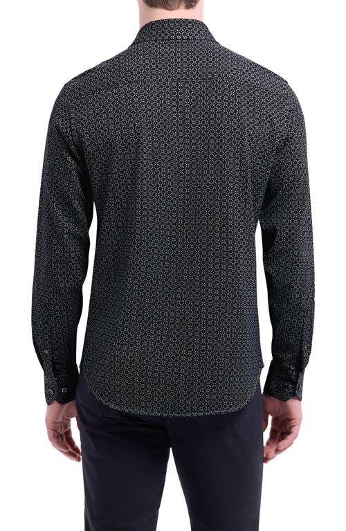 Bugatchi James Ooohcotton® Geo Print Button-up Shirt In Black