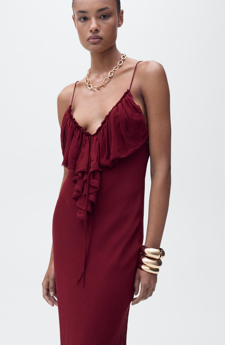 MANGO Ruffle Detail Sleeveless Gown, Alternate, color, 