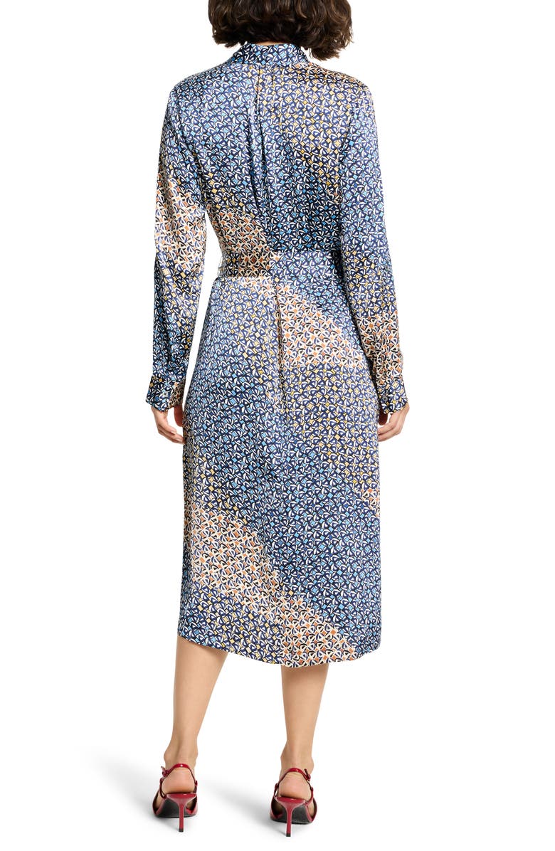 Mandarin Collar Knee Length Wrap Dress