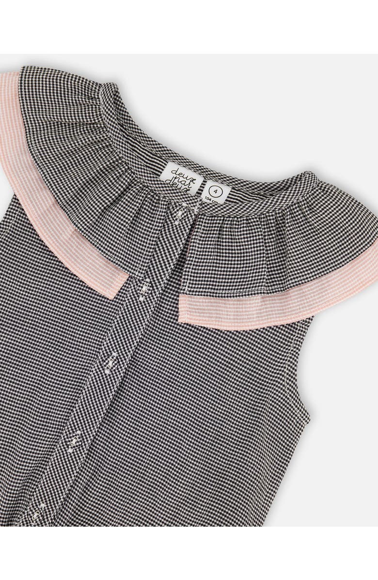 Deux par Deux Little Girl's Sleeveless Top With Front Tie Black And Sparkling Pink, Alternate, color, 