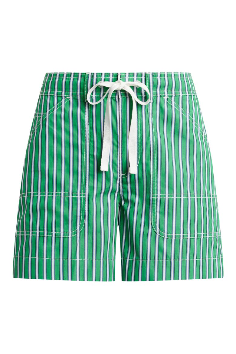 Stripe Cotton Broadcloth Drawstring Shorts, Alternate, color, GREEN/ BLUE/ WHITE