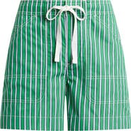 Lauren Ralph Lauren Stripe Cotton Broadcloth Drawstring Shorts