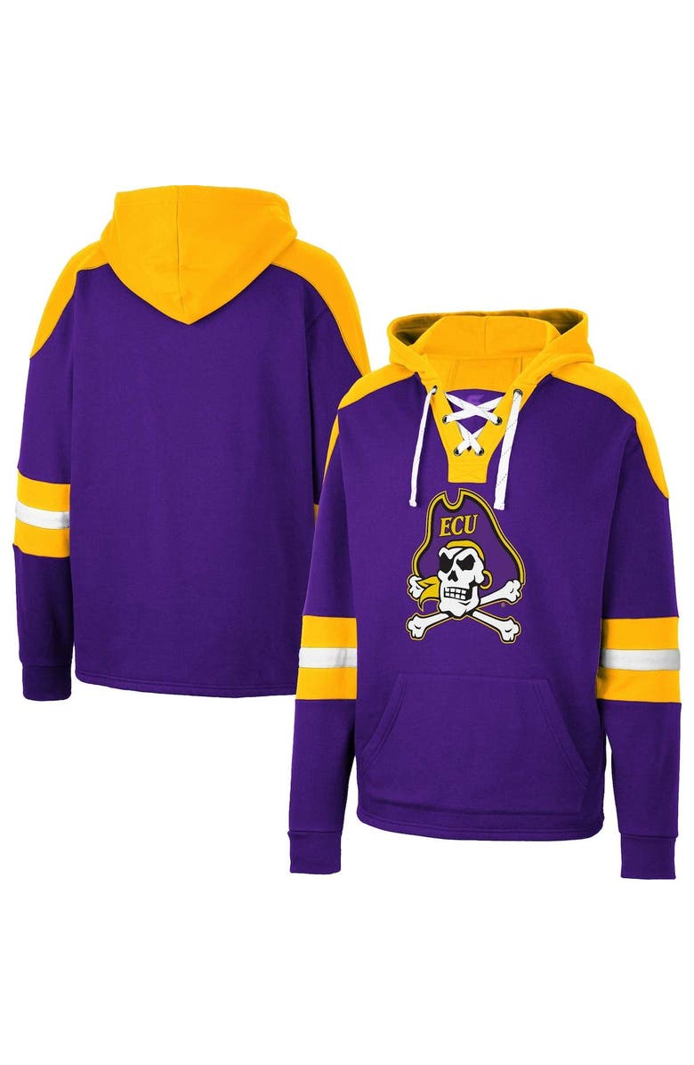 COLOSSEUM Men's Colosseum Purple ECU Pirates Lace-Up 4.0 Pullover Hoodie, Main, color,