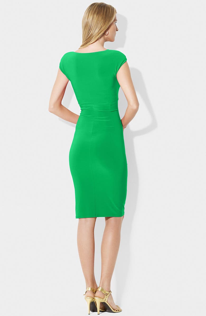 Lauren Ralph Lauren Cap Sleeve Ruched Jersey Dress, Alternate, color,