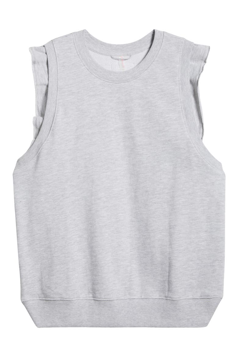 FP Movement Flutter Sleeve Cotton Knit Tank, Alternate, color, HEATHER GREY
