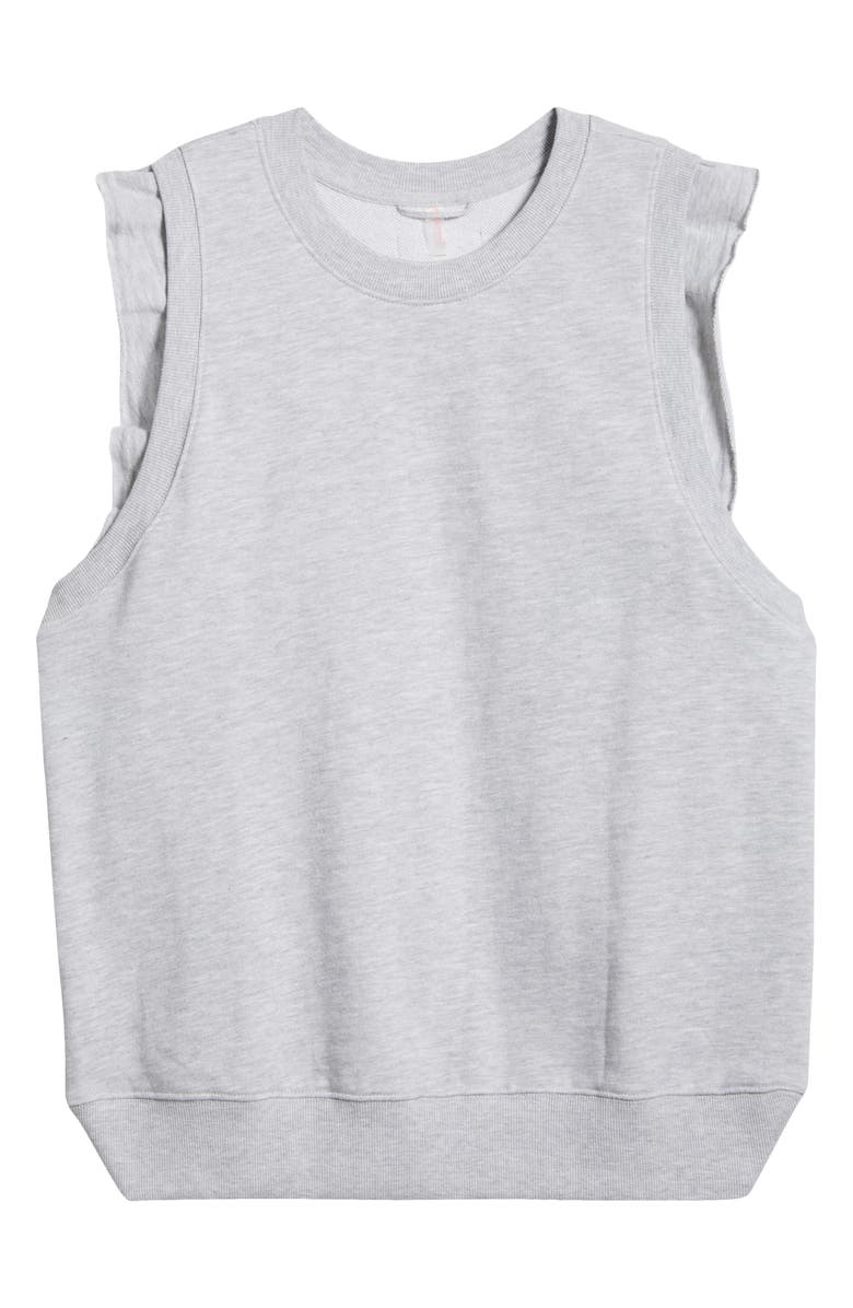 Free People FP Movement Flutter Sleeve Cotton Knit Tank, Alternate, color, Heather Grey