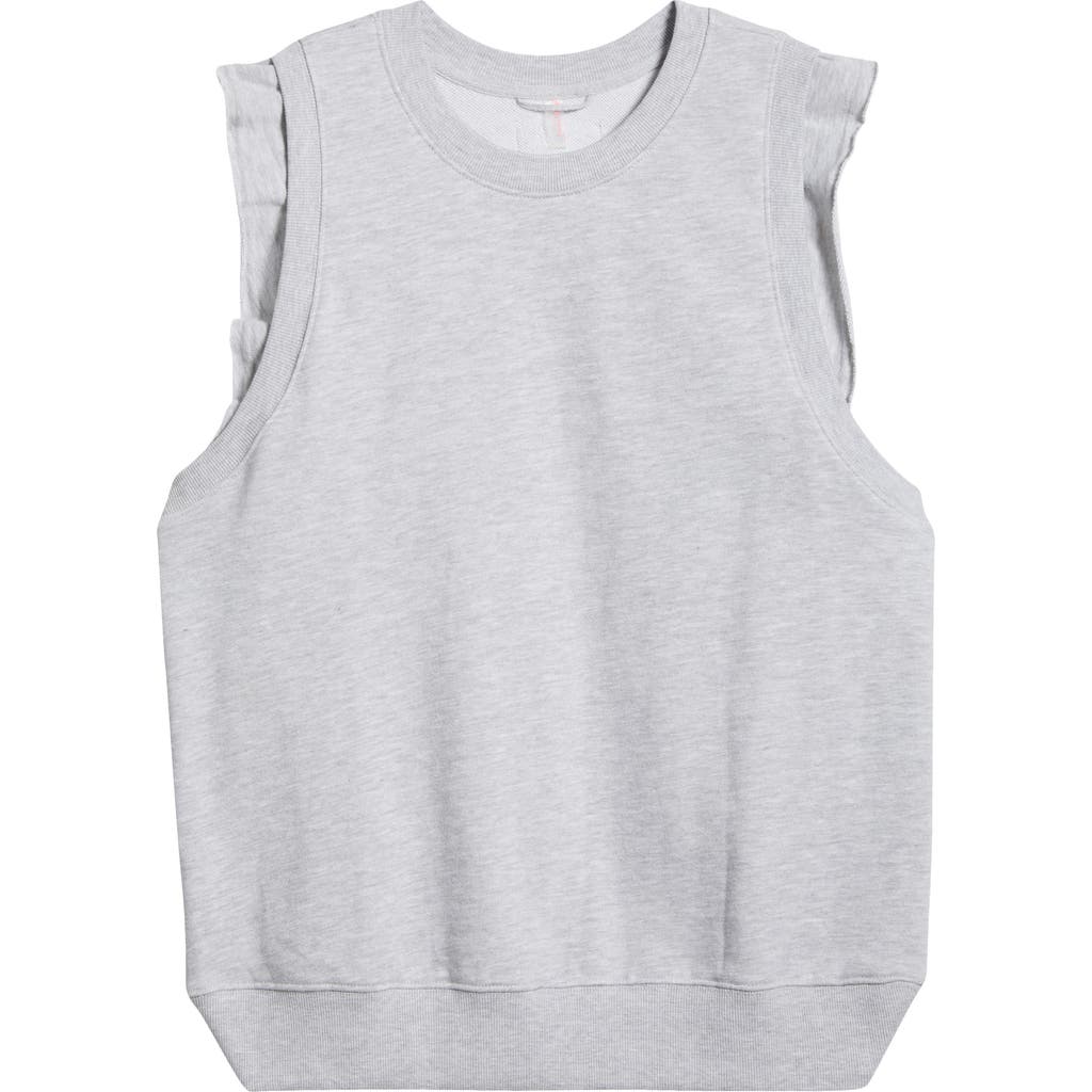 Shop Free People Flutter Sleeve Cotton Knit Tank In Heather Grey