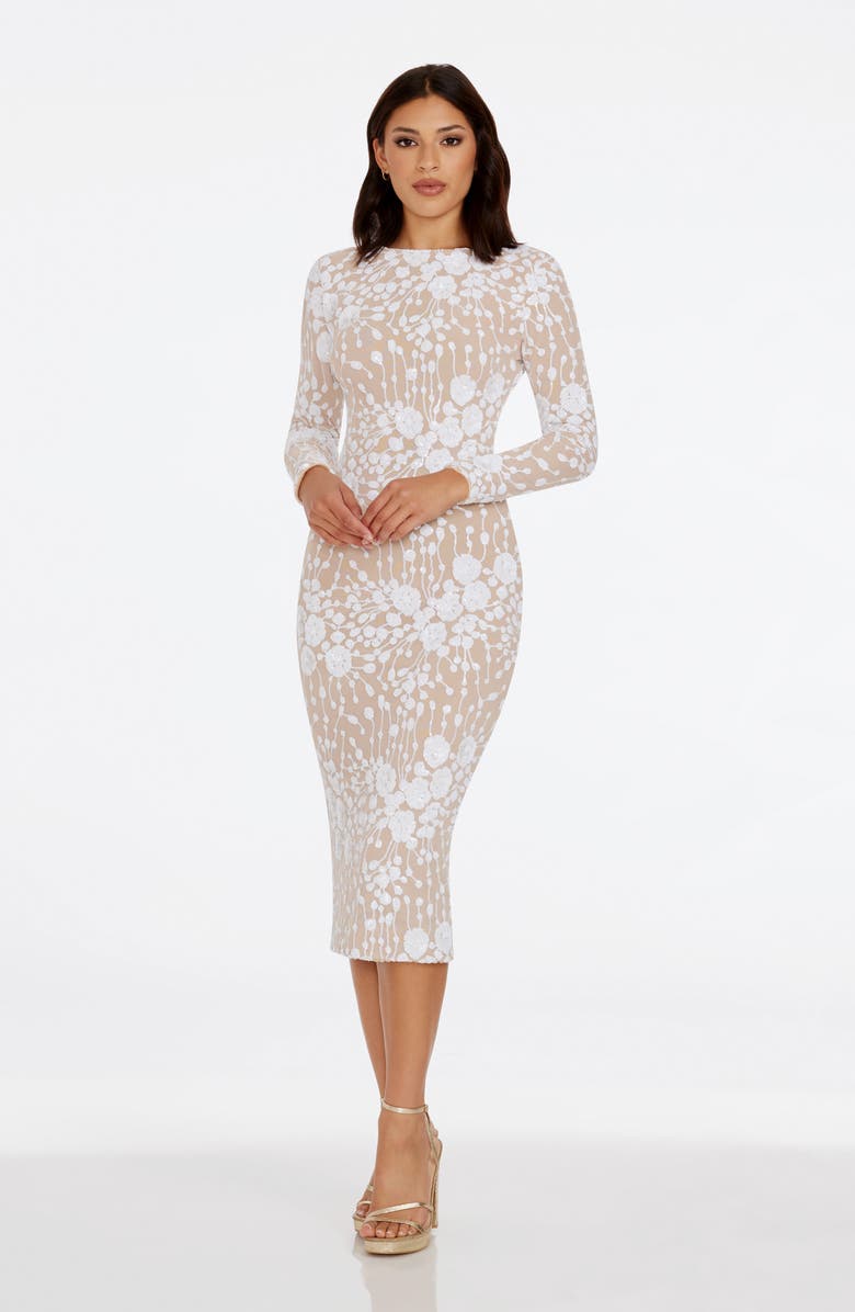 Dress the Population Emery Sequin Long Sleeve Body-Con Midi Dress, Alternate, color,